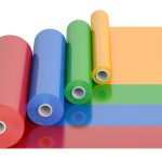 Color PVC Polythene Plastic Tape Rolls, 3D rendering isolated on white background